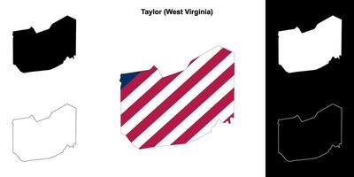 Taylor County, West Virginia outline map set vector