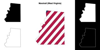 Marshall County, West Virginia outline map set vector