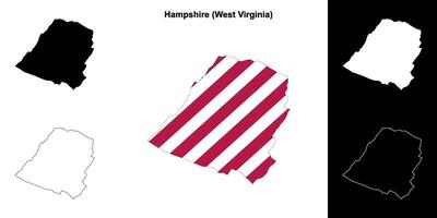 Hampshire County, West Virginia outline map set vector