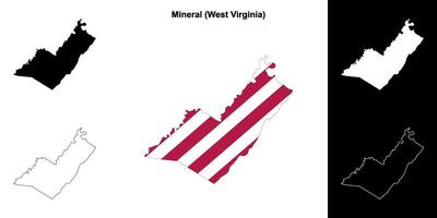 Mineral County, West Virginia outline map set vector