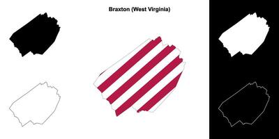 Braxton County, West Virginia outline map set vector