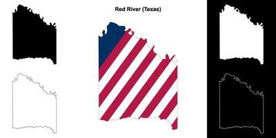 Red River County, Texas outline map set vector