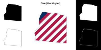 Ohio County, West Virginia outline map set vector