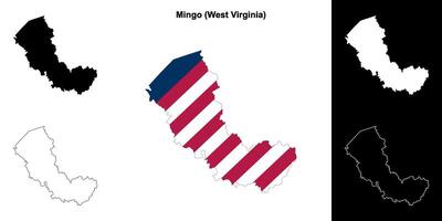 Mingo County, West Virginia outline map set vector