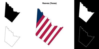 Reeves County, Texas outline map set vector