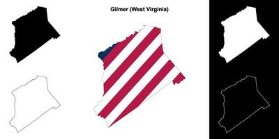 Gilmer County, West Virginia outline map set vector