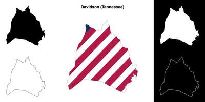 Davidson County, Tennessee outline map set vector