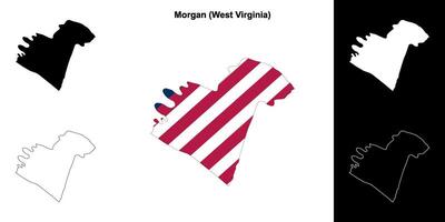 Morgan County, West Virginia outline map set vector