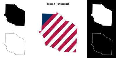 Gibson County, Tennessee outline map set vector