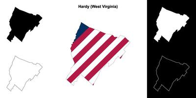 Hardy County, West Virginia outline map set vector