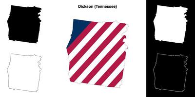 Dickson County, Tennessee outline map set vector