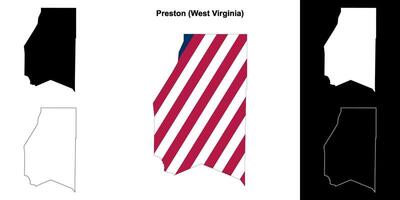 Preston County, West Virginia outline map set vector