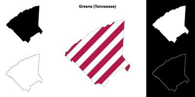 Greene County, Tennessee outline map set vector
