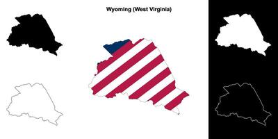 Wyoming County, West Virginia outline map set vector