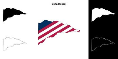 Delta County, Texas outline map set vector