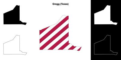 Gregg County, Texas outline map set vector