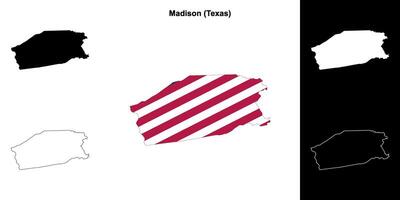 Madison County, Texas outline map set vector