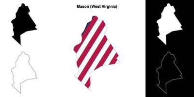 Mason County, West Virginia outline map set vector