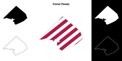 Comal County, Texas outline map set vector