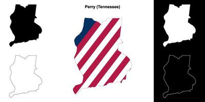 Perry County, Tennessee outline map set vector