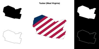 Tucker County, West Virginia outline map set vector