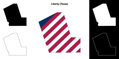 Liberty County, Texas outline map set vector