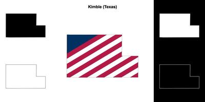 Kimble County, Texas outline map set vector