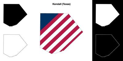 Kendall County, Texas outline map set vector