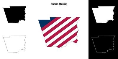 Hardin County, Texas outline map set vector