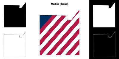 Medina County, Texas outline map set vector