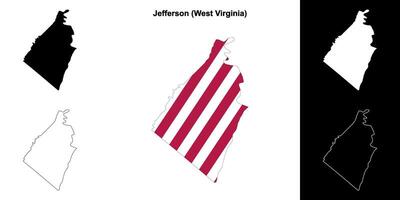 Jefferson County, West Virginia outline map set vector