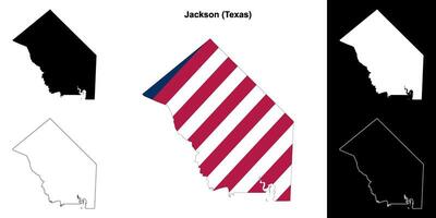 Jackson County, Texas outline map set vector