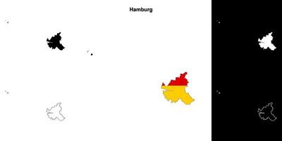 Hamburg state outline map set vector