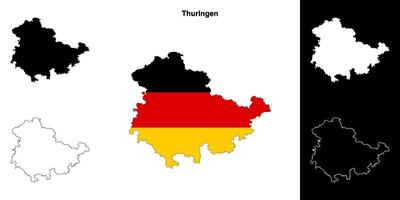 Thuringen state outline map set vector