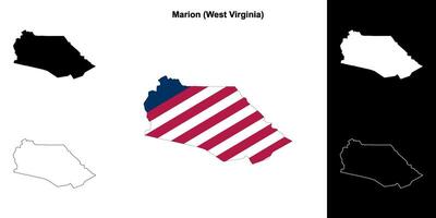 Marion County, West Virginia outline map set vector