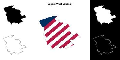 Logan County, West Virginia outline map set vector