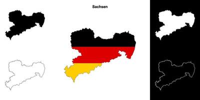 Sachsen state outline map set vector