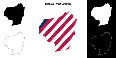 Barbour County, West Virginia outline map set vector