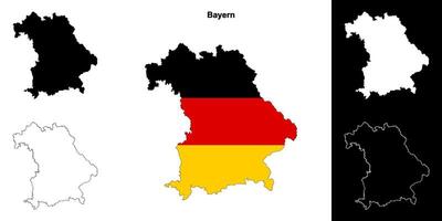 Bayern state outline map set vector