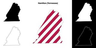 Hamilton County, Tennessee outline map set vector