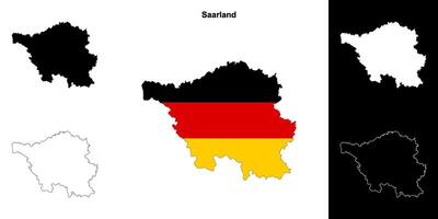 Saarland state outline map set vector