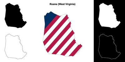 Roane County, West Virginia outline map set vector