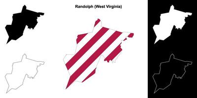 Randolph County, West Virginia outline map set vector