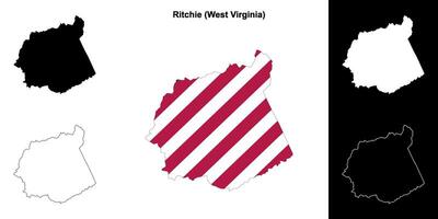 Ritchie County, West Virginia outline map set vector