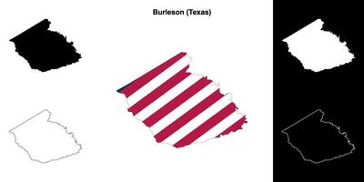 Burleson County, Texas outline map set vector