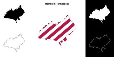 hamblar condado, Tennesse contorno mapa conjunto vector