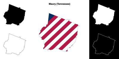 Maury County, Tennessee outline map set vector