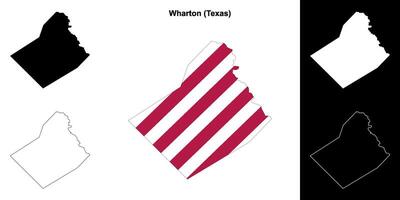 Wharton County, Texas outline map set vector