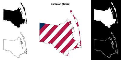 Cameron County, Texas outline map set vector