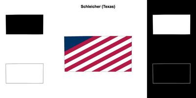 Schleicher County, Texas outline map set vector